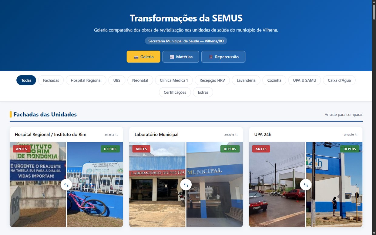 Galeria Antes e Depois das unidades de saúde